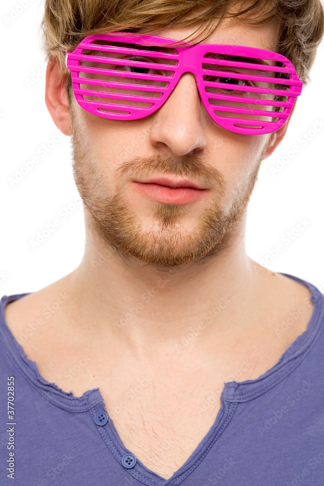 Man wearing party glasses Man wearing party glasses
