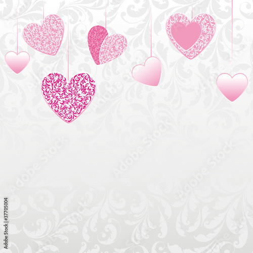 hearts with flower pattern