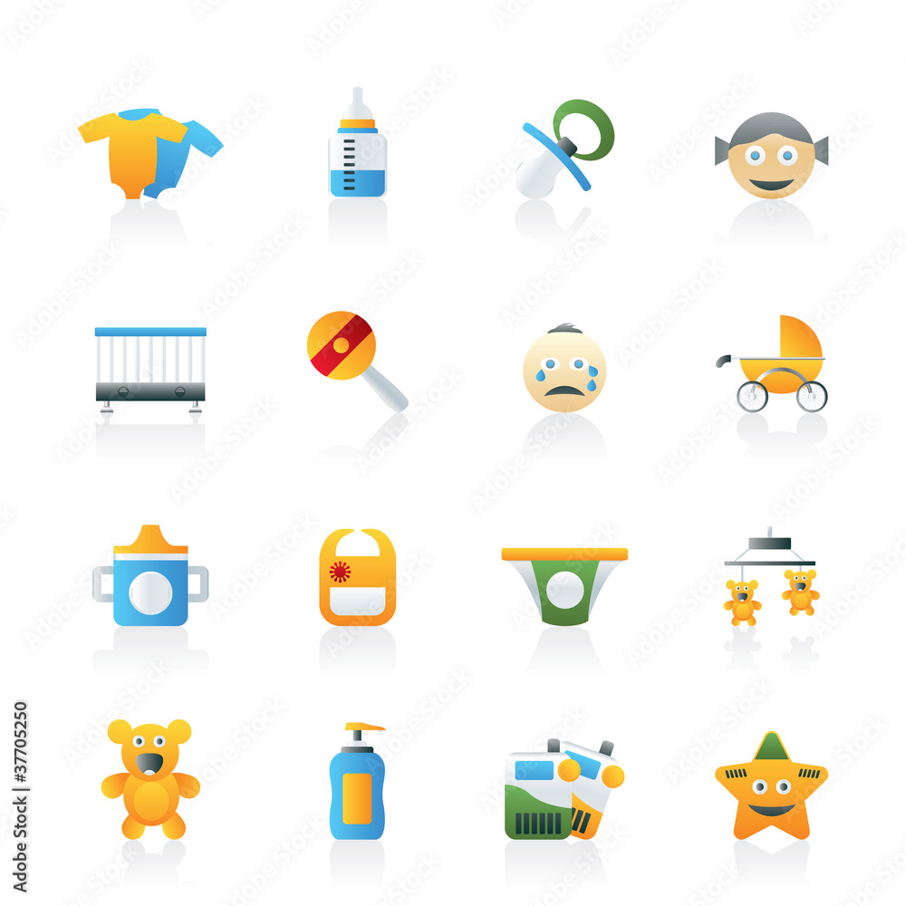 Baby, children and toys icons - vector icon set Baby, children and toys icons - vector icon set