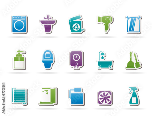 Bathroom and toilet objects and icons