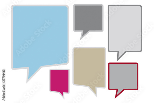 Sprechblasen in vielen Farben und Größen