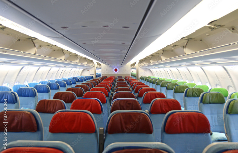 detail of airplane interior with the seats detail of airplane interior with the seats