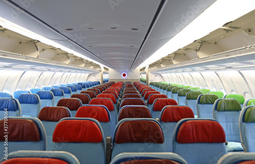 detail of airplane interior with the seats