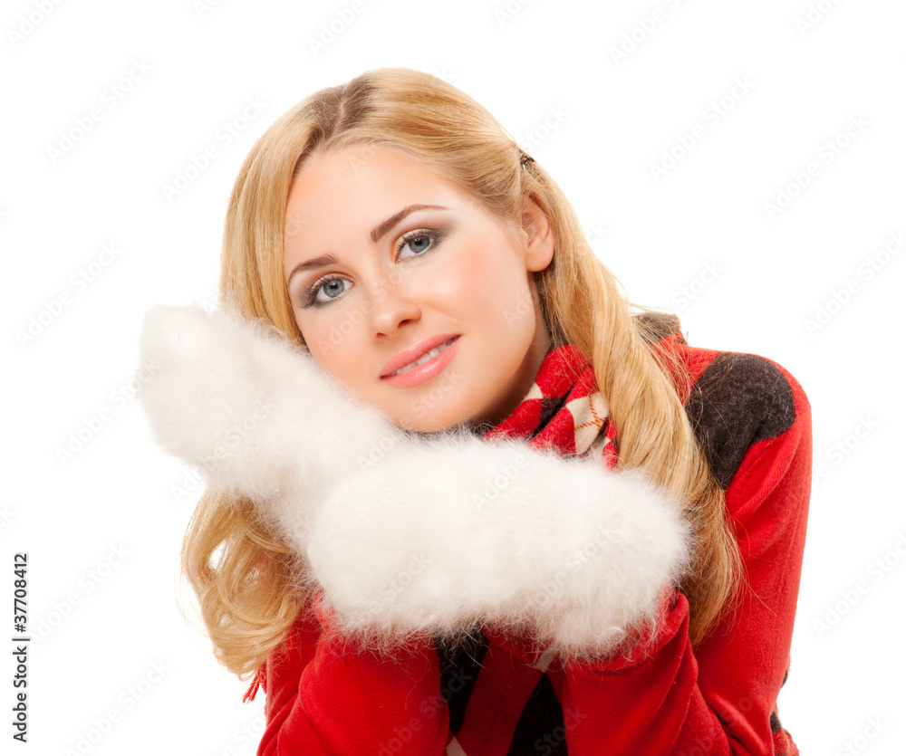 Woman in red sweater Woman in red sweater