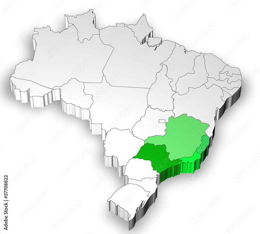 Map of Brazil with south west region