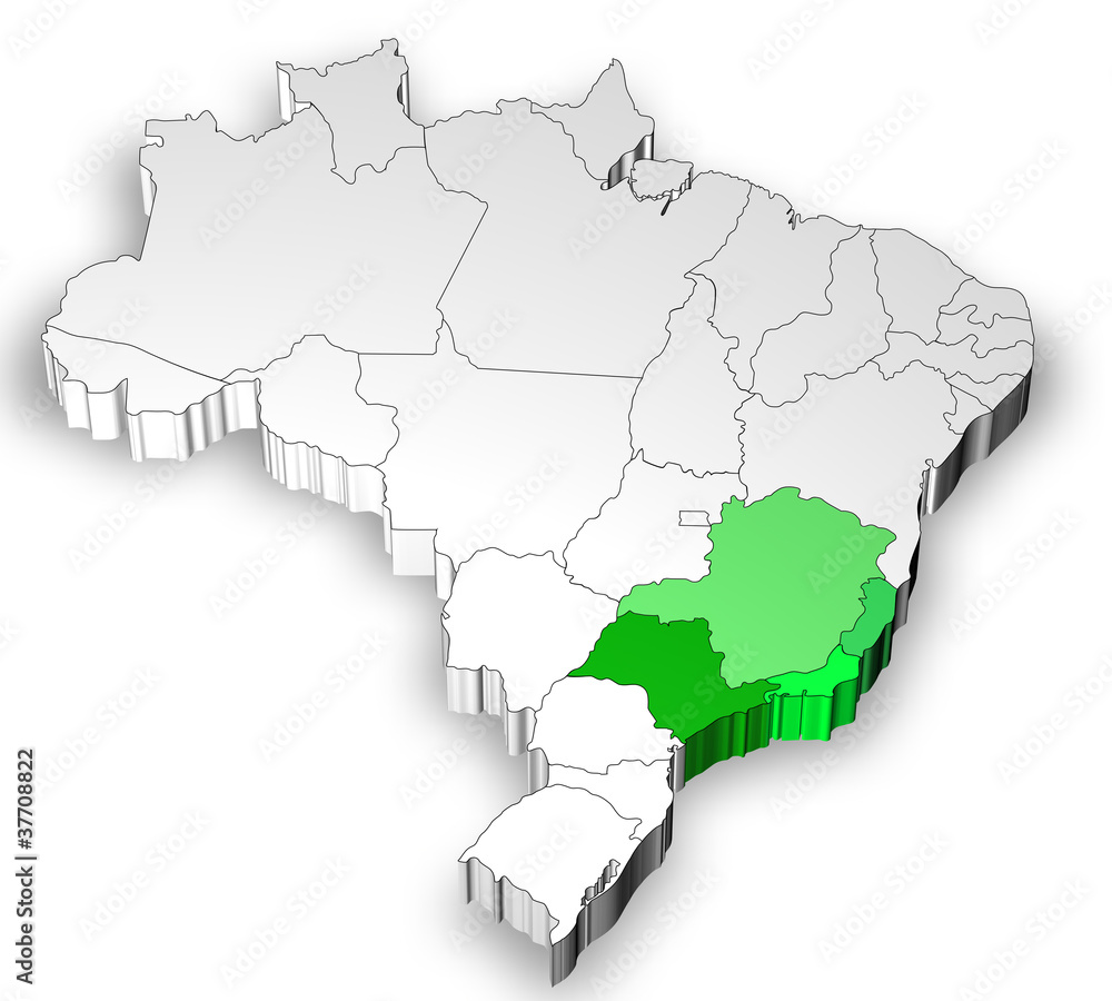 Fototapeta premium Map of Brazil with south west region