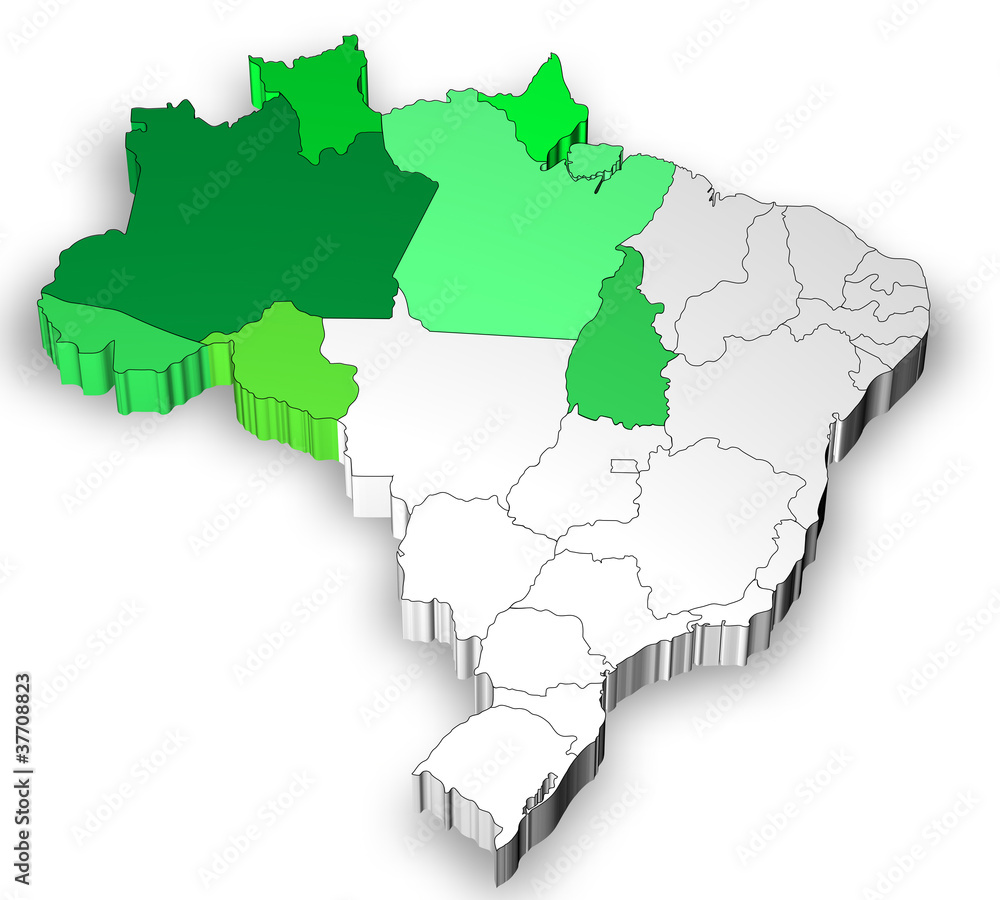 Fototapeta premium Map of Brazil with north west region