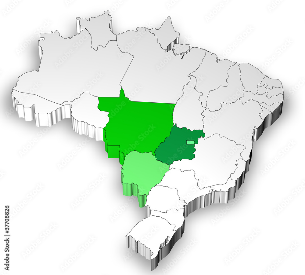 Map of Brazil with midwest region