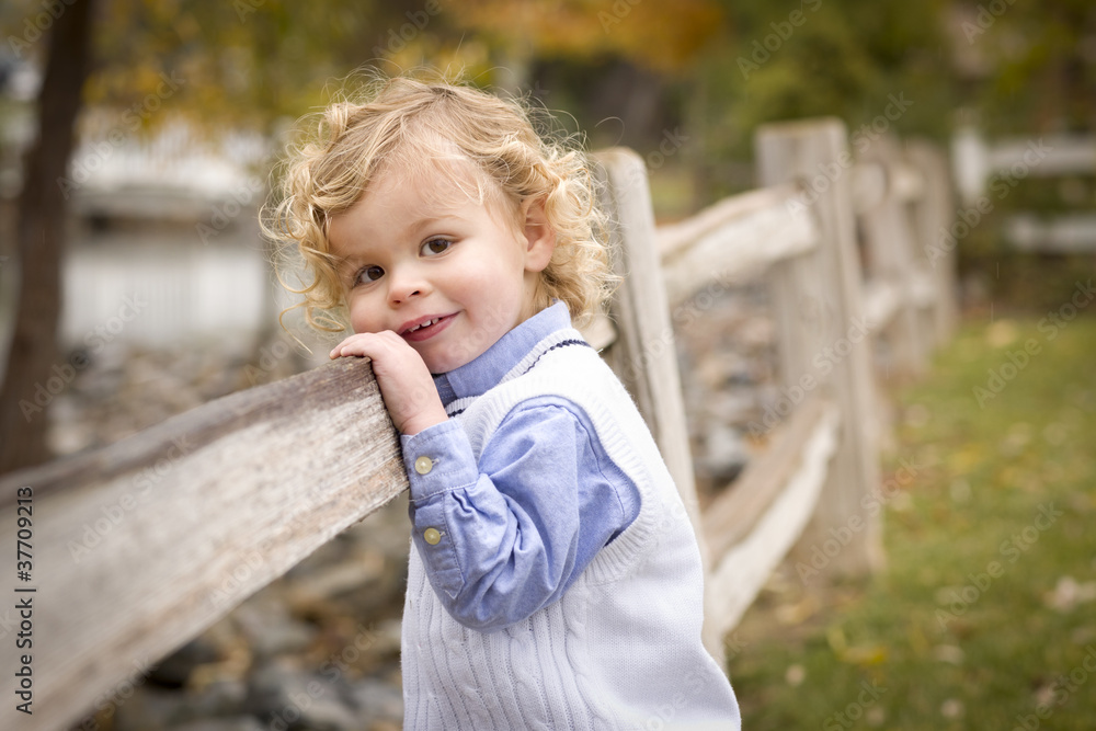 Adorable Young Boy Playing Outside Adorable Young Boy Playing Outside