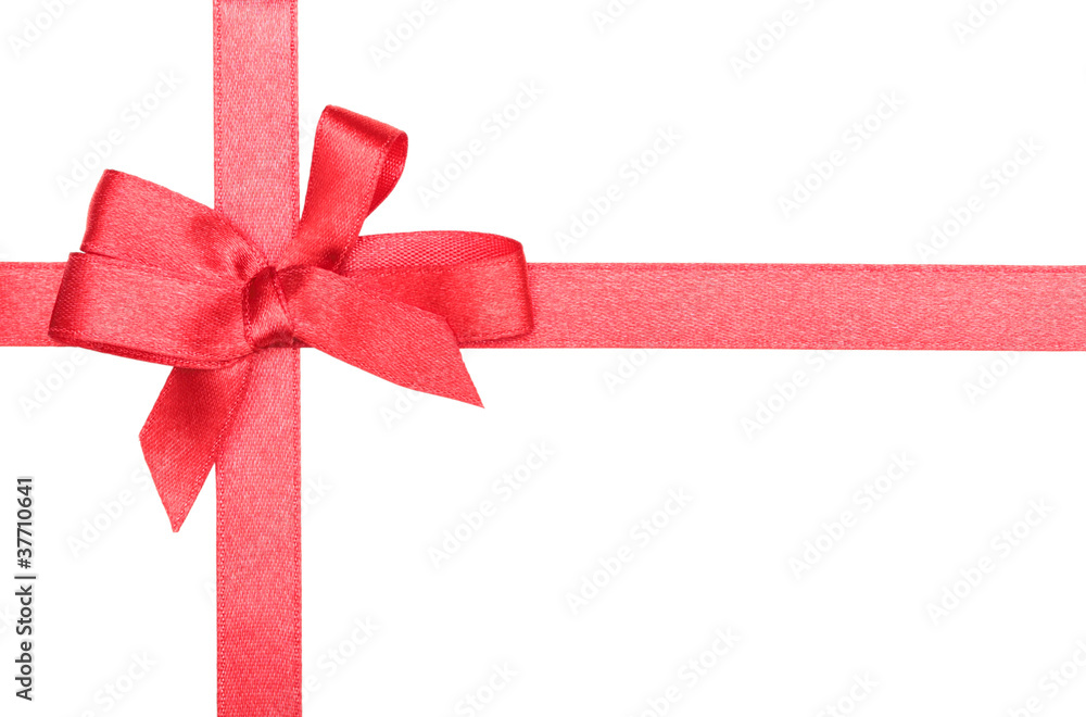 red satin ribbon and bow isolated on white red satin ribbon and bow isolated on white