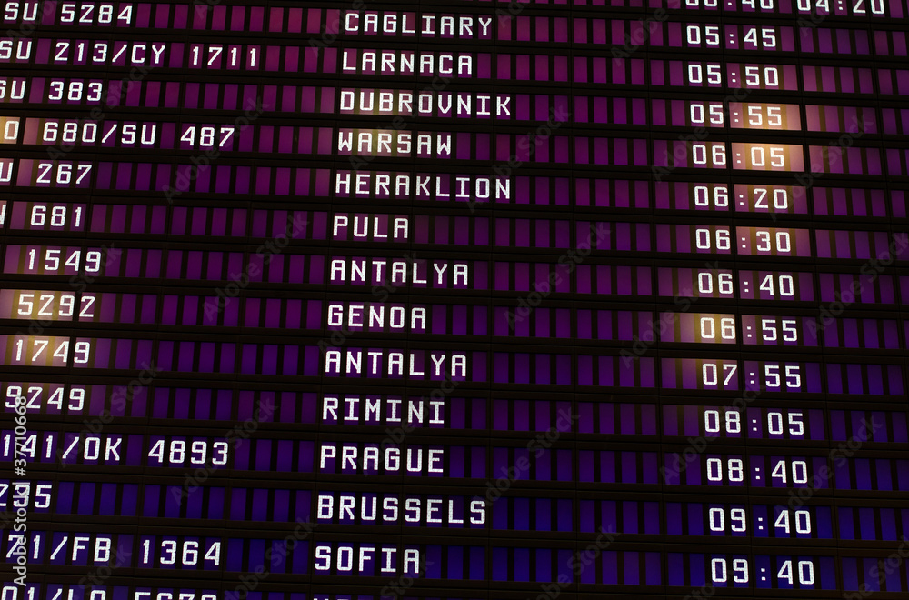 Schedule of flights at the airport Schedule of flights at the airport