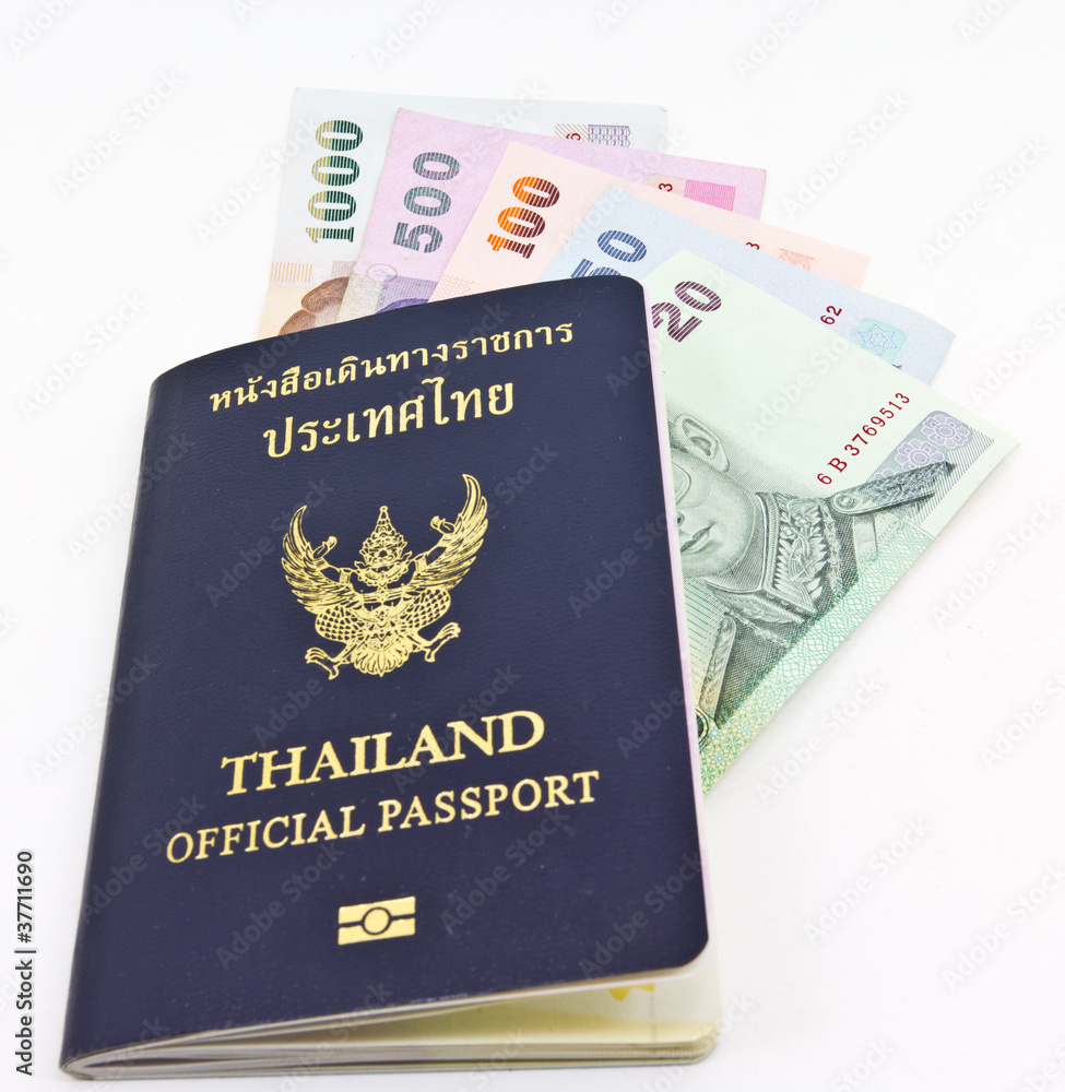 Thailand official passport and Thai money Thailand official passport and Thai money