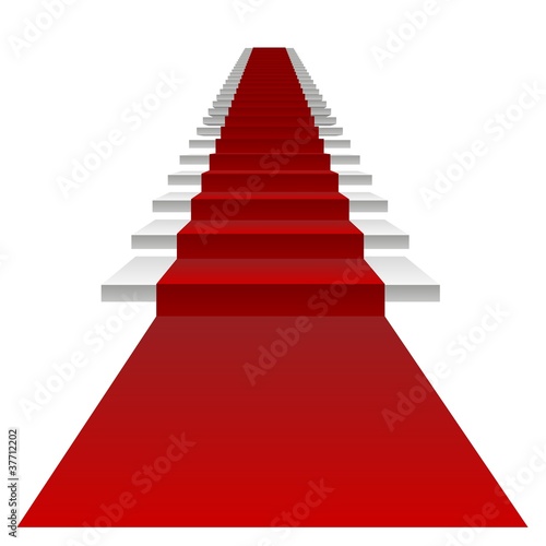 High resolution image of a 3D stair with red carpet