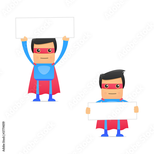 set of funny cartoon superhero