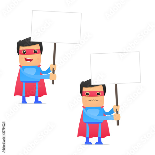 set of funny cartoon superhero