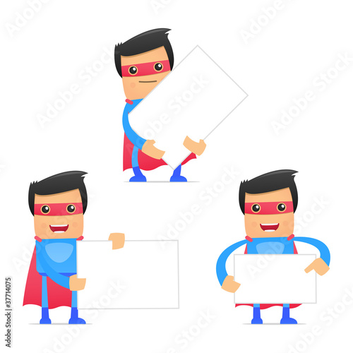 set of funny cartoon superhero