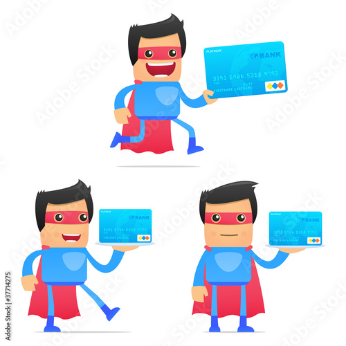 set of funny cartoon superhero