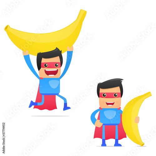set of funny cartoon superhero