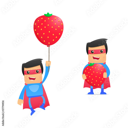 set of funny cartoon superhero