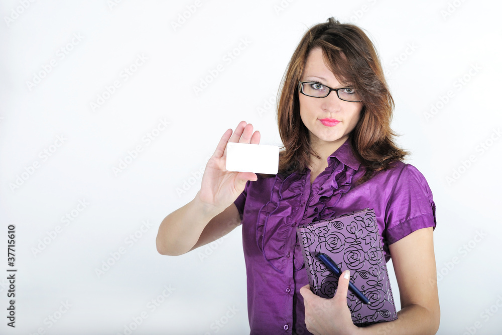 The young beautiful bright girl with the daily log The young beautiful bright girl with the daily log