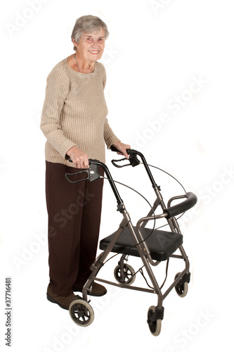 Elderly woman with walker