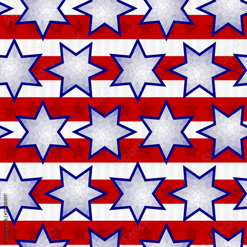 Seamless Fourth of July Faceted Star Background Tile