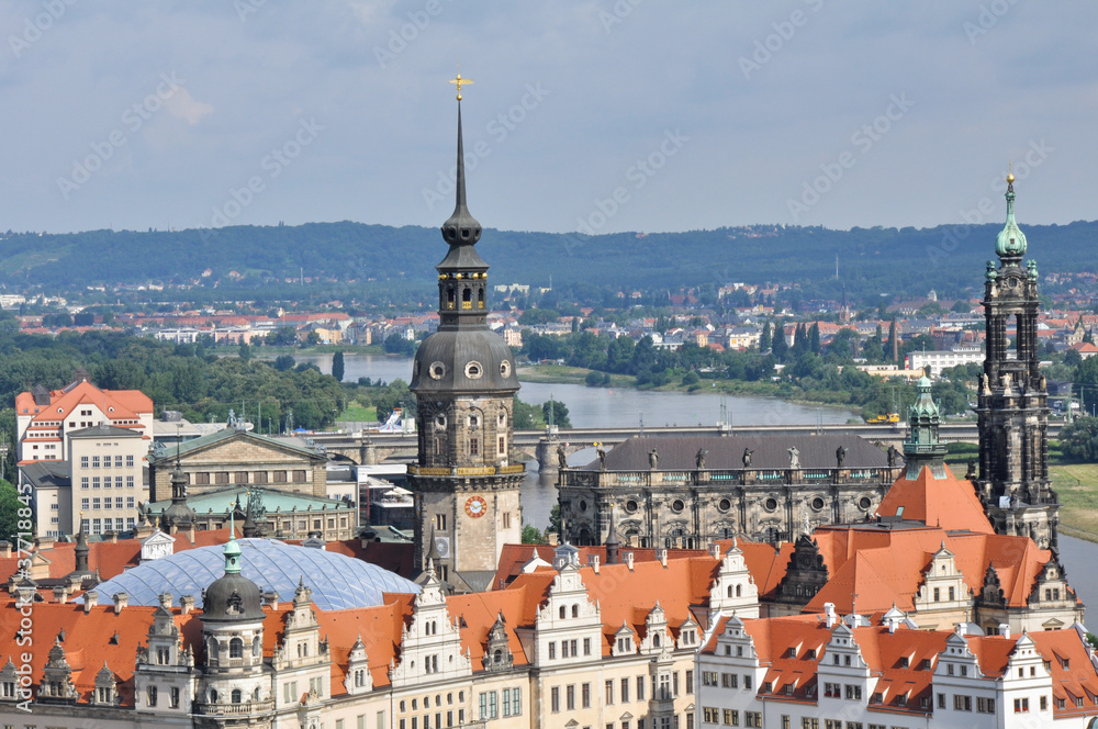 Panoramic view of Dresden from the city hall