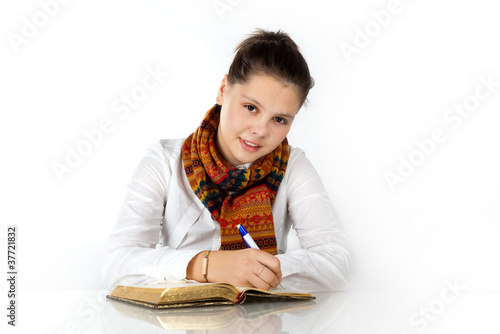 Young girl studying