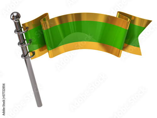 Green flag isolated on white background