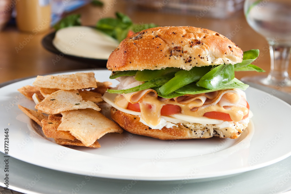 Delicious Turkey Sandwich and Pita Chips Delicious Turkey Sandwich and Pita Chips