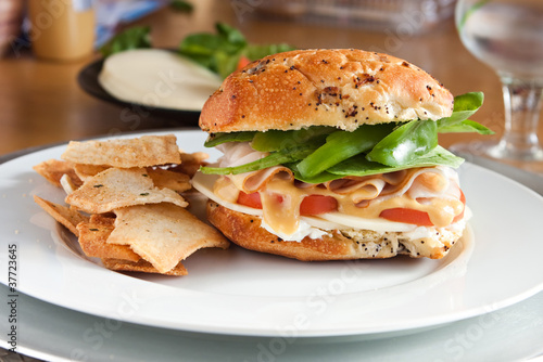 Delicious Turkey Sandwich and Pita Chips