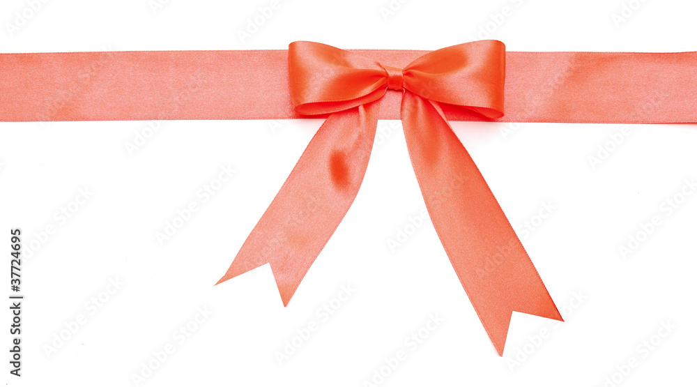 Fototapeta premium Red ribbon with bow on white