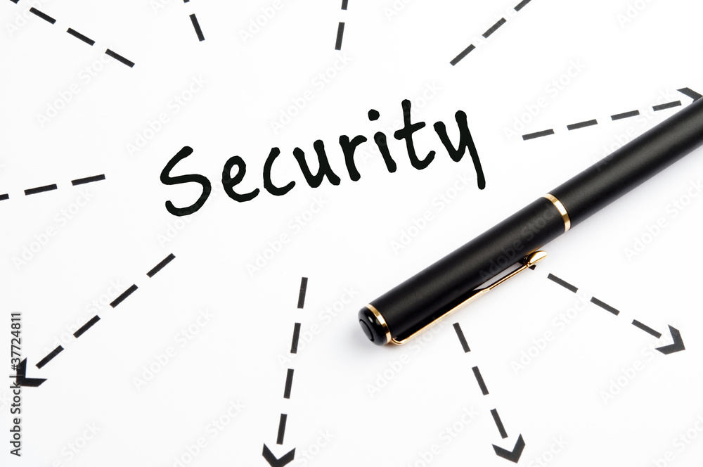 Fototapeta premium Security word wih arrows and pen
