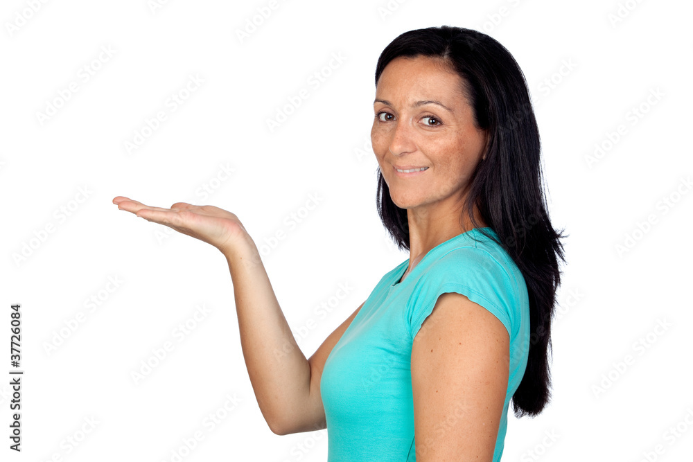 Adorable woman withÊextendedÊpalm Adorable woman withÊextendedÊpalm