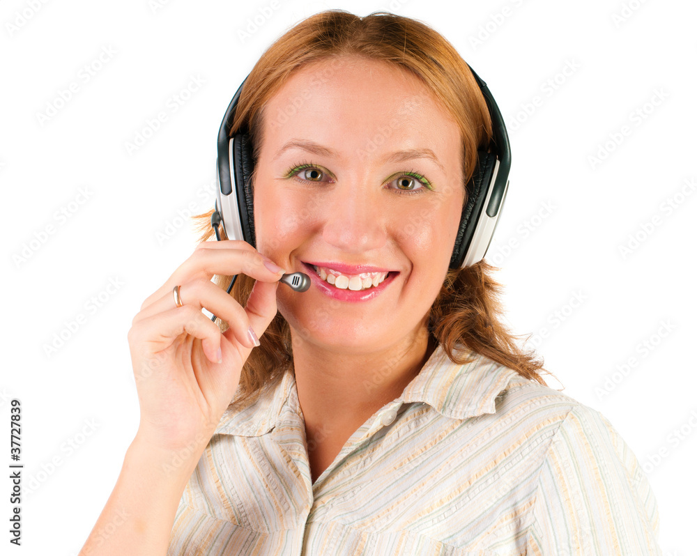 business customer support operator woman smiling - isolated business customer support operator woman smiling - isolated