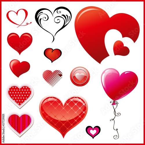 set of decorative hearts