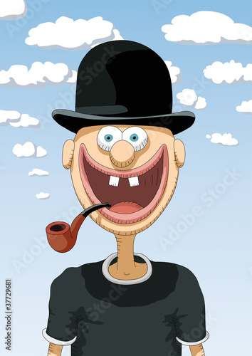 personaggio felice con bombetta
