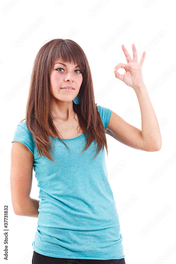 woman gesturing a okay sign woman gesturing a okay sign