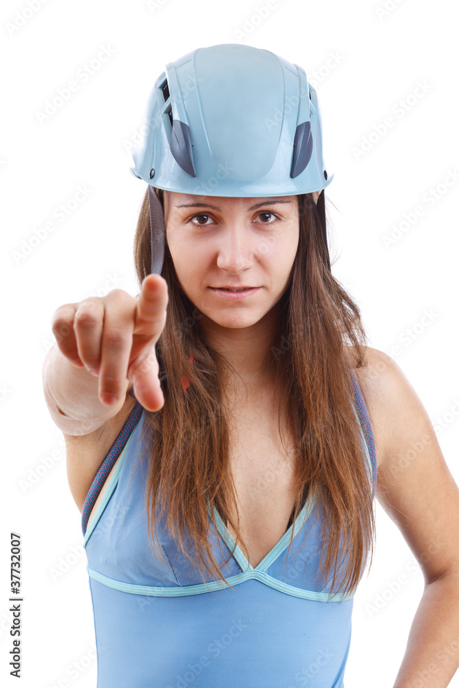 Woman in climbing helme Woman in climbing helme
