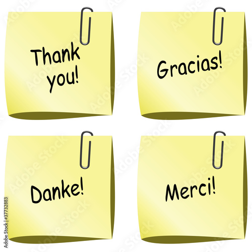 vector paper notes with push pin and thank you words