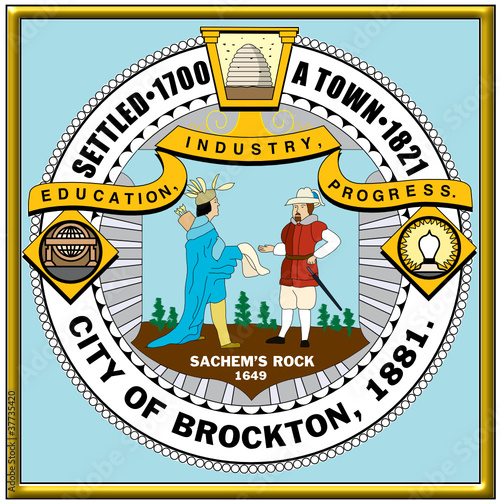 usa state city brockton emblem seal coat photo