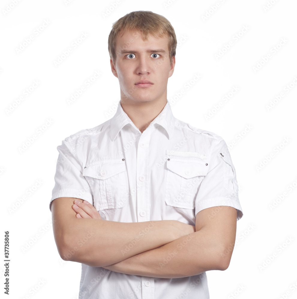 Closeup of young man looking at camera Closeup of young man looking at camera