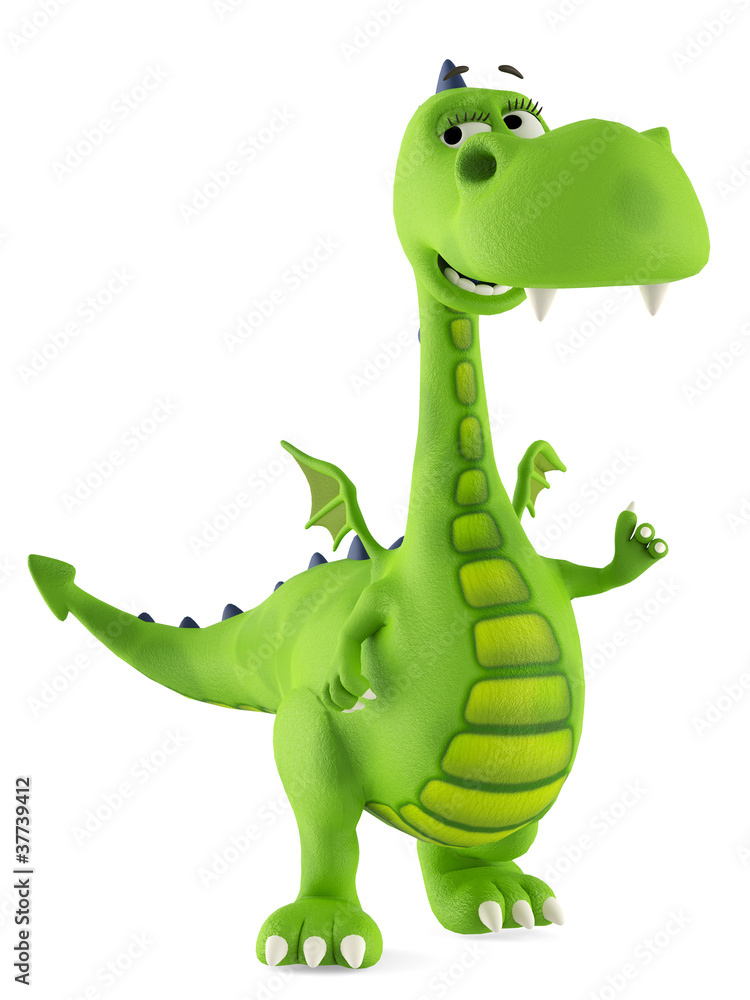 Fototapeta premium green dino dragon baby smiling