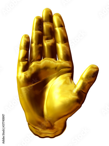 Obraz na plátně Stop, Handgestik in Gold