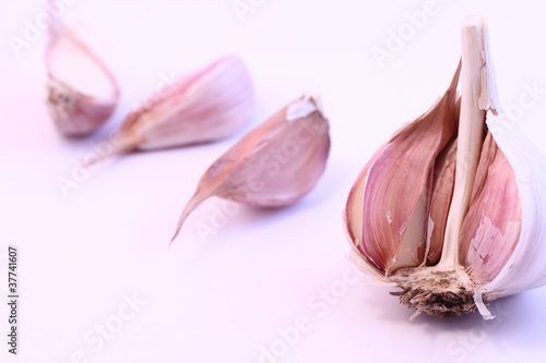 Garlic bulb split open photo