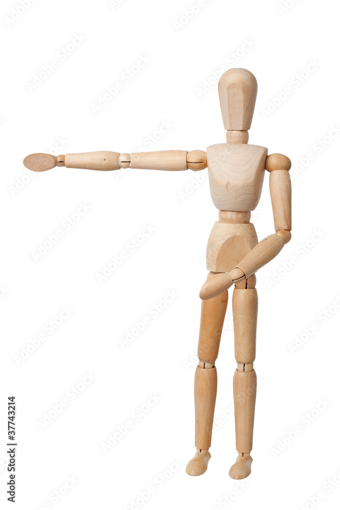 Wooden mannequin hand pointing left isolated Wooden mannequin hand pointing left isolated