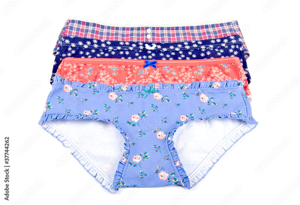 Women's Assorted Cotton Panties Isolated on White Women's Assorted Cotton Panties Isolated on White