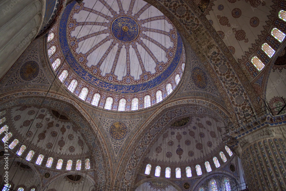 Interior of Blue mosque in Istanbul, Turkey