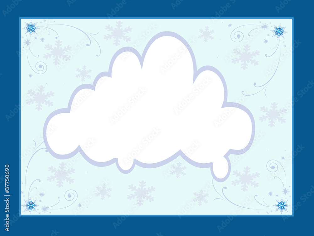 Winter snowflakes around note cloud Winter snowflakes around note cloud