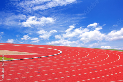 running track with blue sky